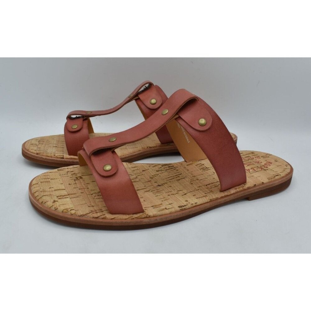 Kork Ease Womens Size 10 Basel Dark Orange Full Grain‎ Leather T-Strap Sandals